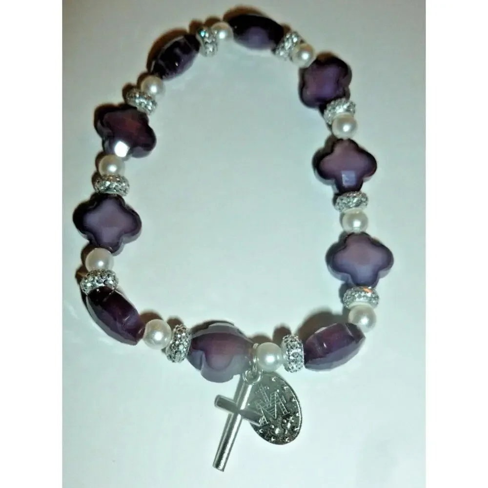 Cross Beads Stretch Bracelet Catholic‎ Religious